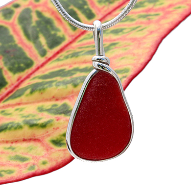 Genuine Red Sea Glass In a Silver Bezel Setting