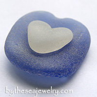 Blue and White Sea Glass Hearts